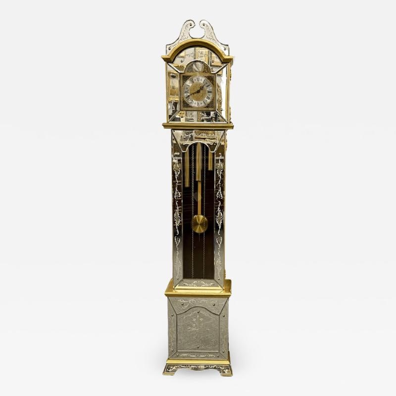 Venetian Etched Glass Tall Case Grandfather Clock, Giltwood, Tempus Fugit (1 of 12)