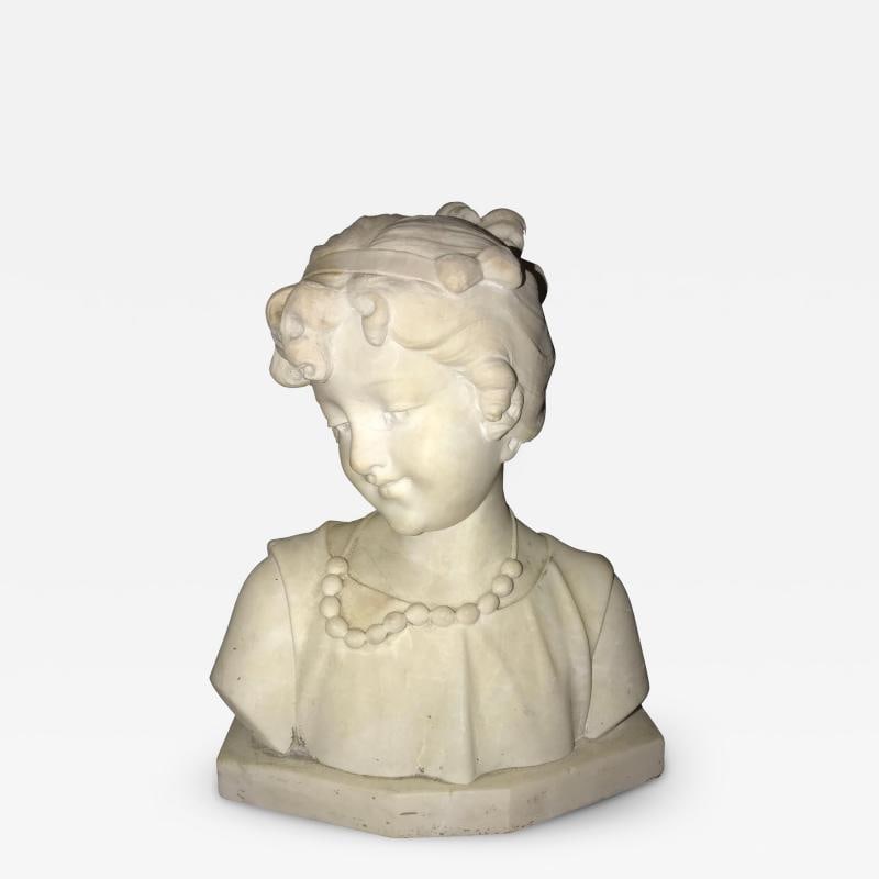 Signed 19th Century Marble Miniature Bust of a Young Girl Signed on Reverse (1 of 12)