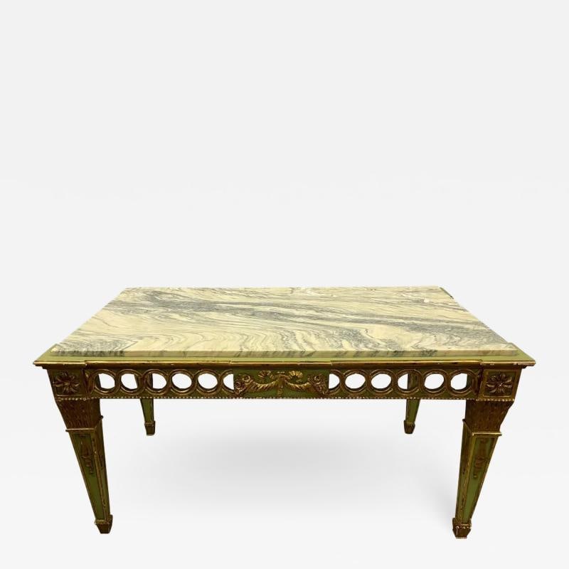 Hollywood Regency Coffee Table by Maison Jansen, Marble Top, Painted (1 of 9)