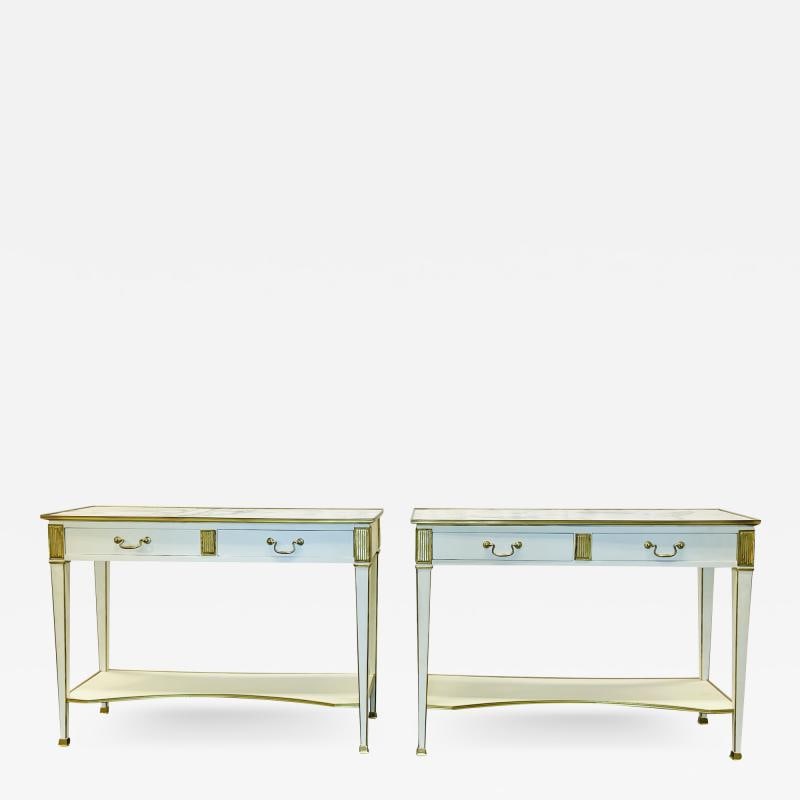 Pair of Hollywood Regency Neoclassical White Sofa, Console Tables, Maison Jansen (1 of 12)
