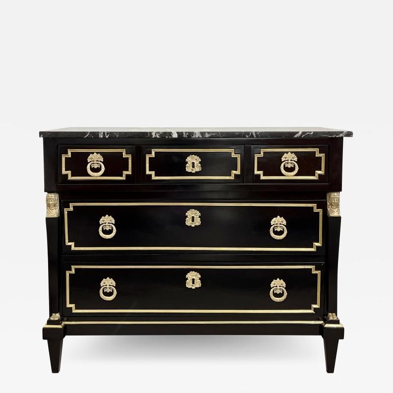 19th Cent Ebony Empire Commode or Nightstand, Refinished, Bronze Mounted (1 of 12)