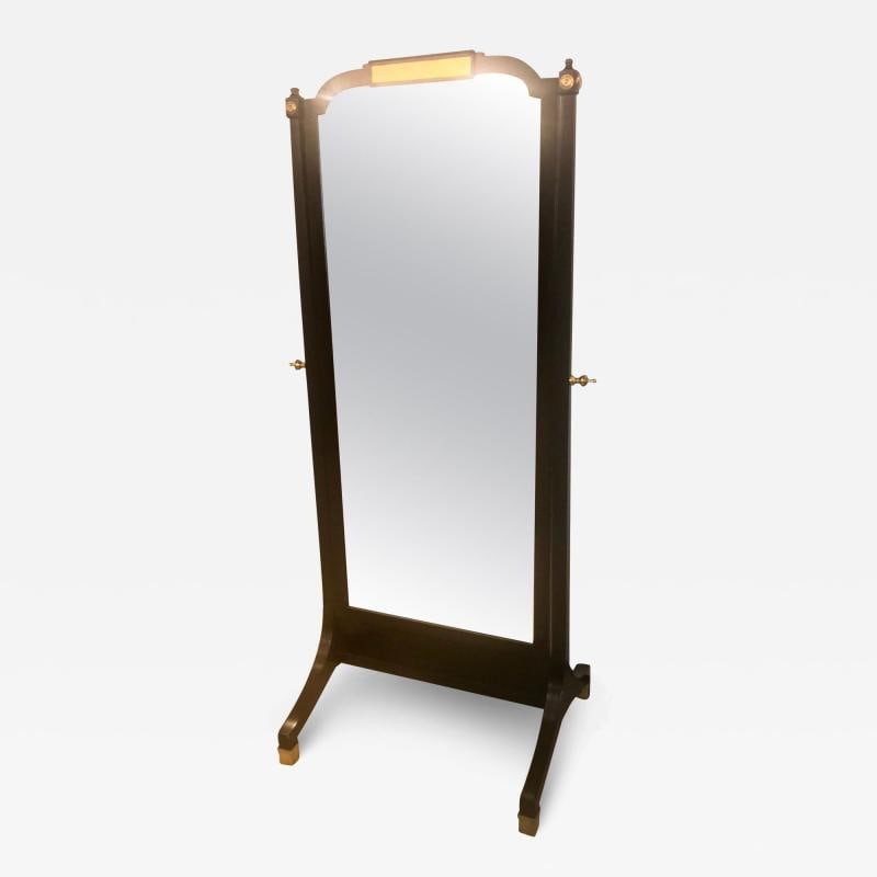 Jansen Fashioned Chavel Ebonized Floor Chevel Mirror with Bronze Mounts (1 of 9)
