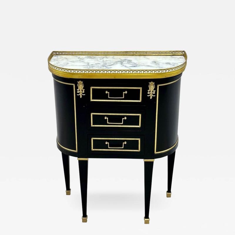 Single Ebony Demilune Marble Top Bronze Mounted End / Side Table (1 of 12)