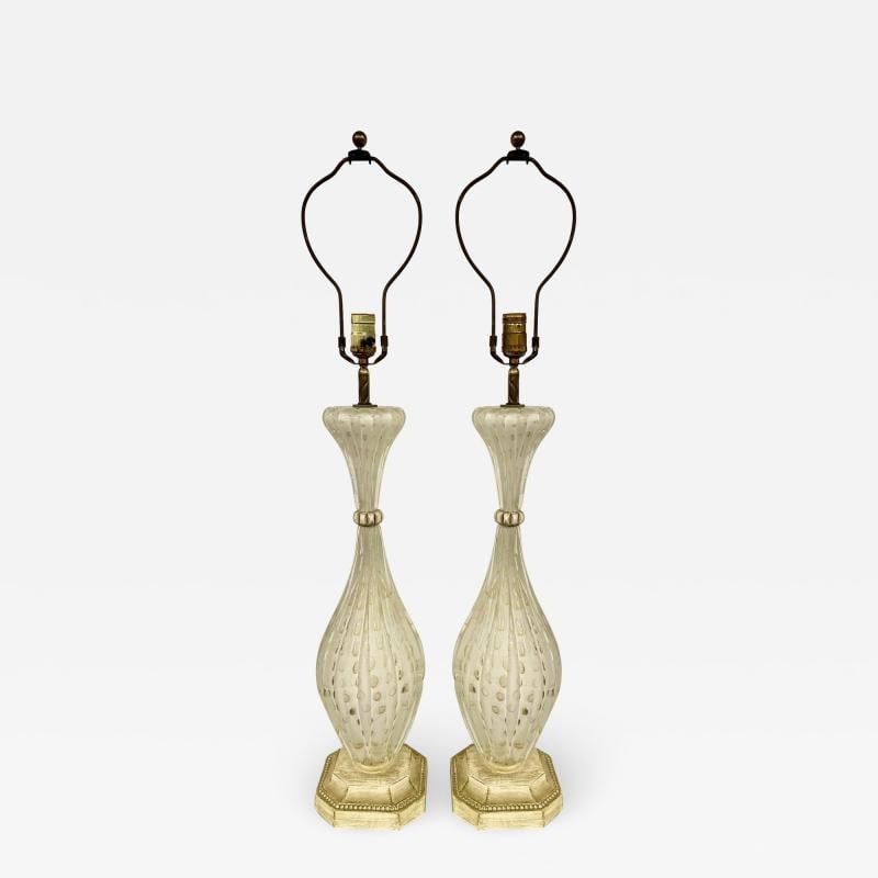 Pair of Murano Glass Speckle Table Lamps, Mid Century Modern (1 of 10)