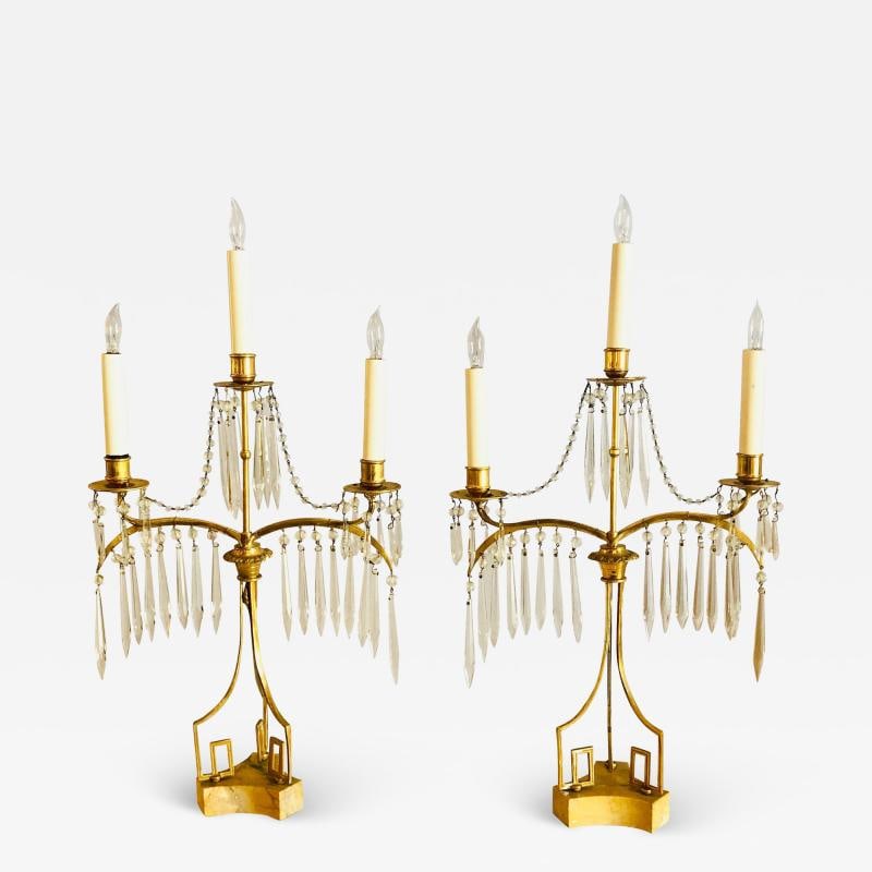 Pair of 19th Century Russian Neoclassical Table Lamp, Dore Bronze, Crystal (1 of 12)