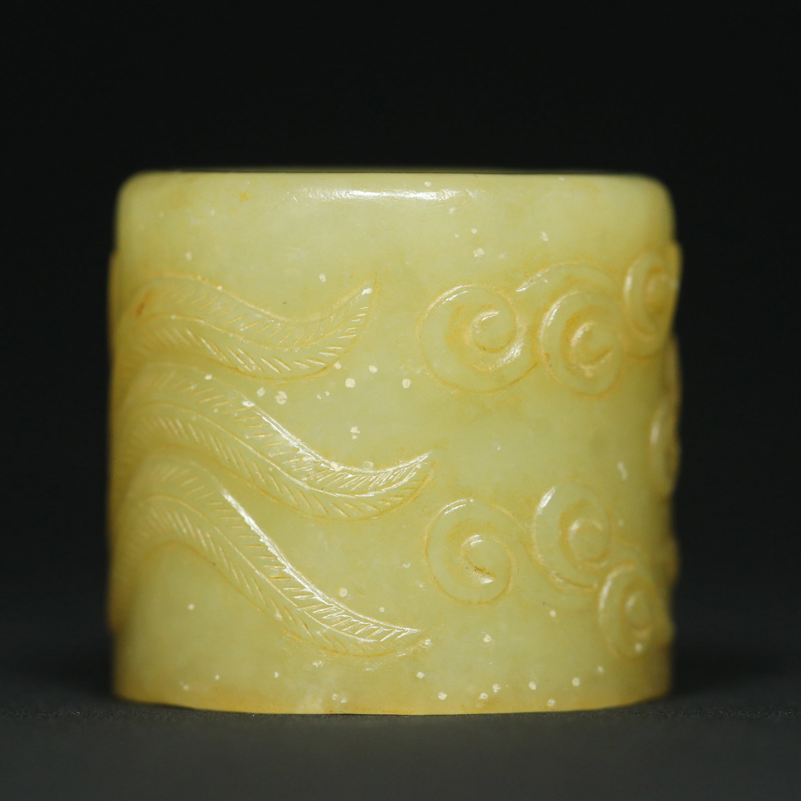 Inside Diameter 22mm Hetian Jade Dragon Phoenix Thumb Ring - 4