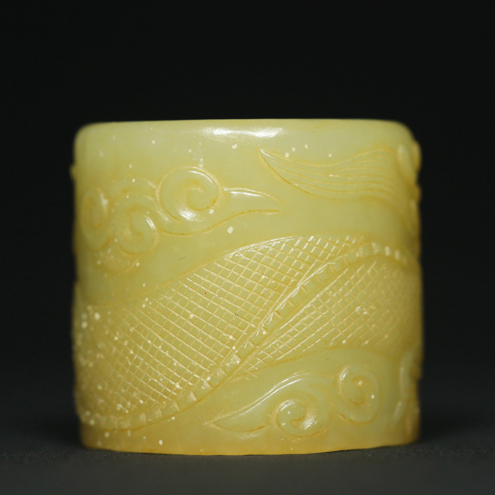 Inside Diameter 22mm Hetian Jade Dragon Phoenix Thumb Ring - 5