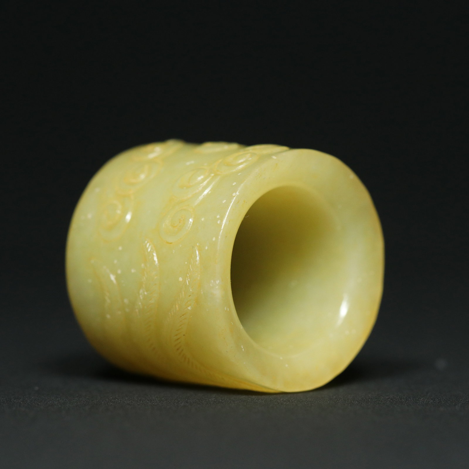 Inside Diameter 22mm Hetian Jade Dragon Phoenix Thumb Ring - 9