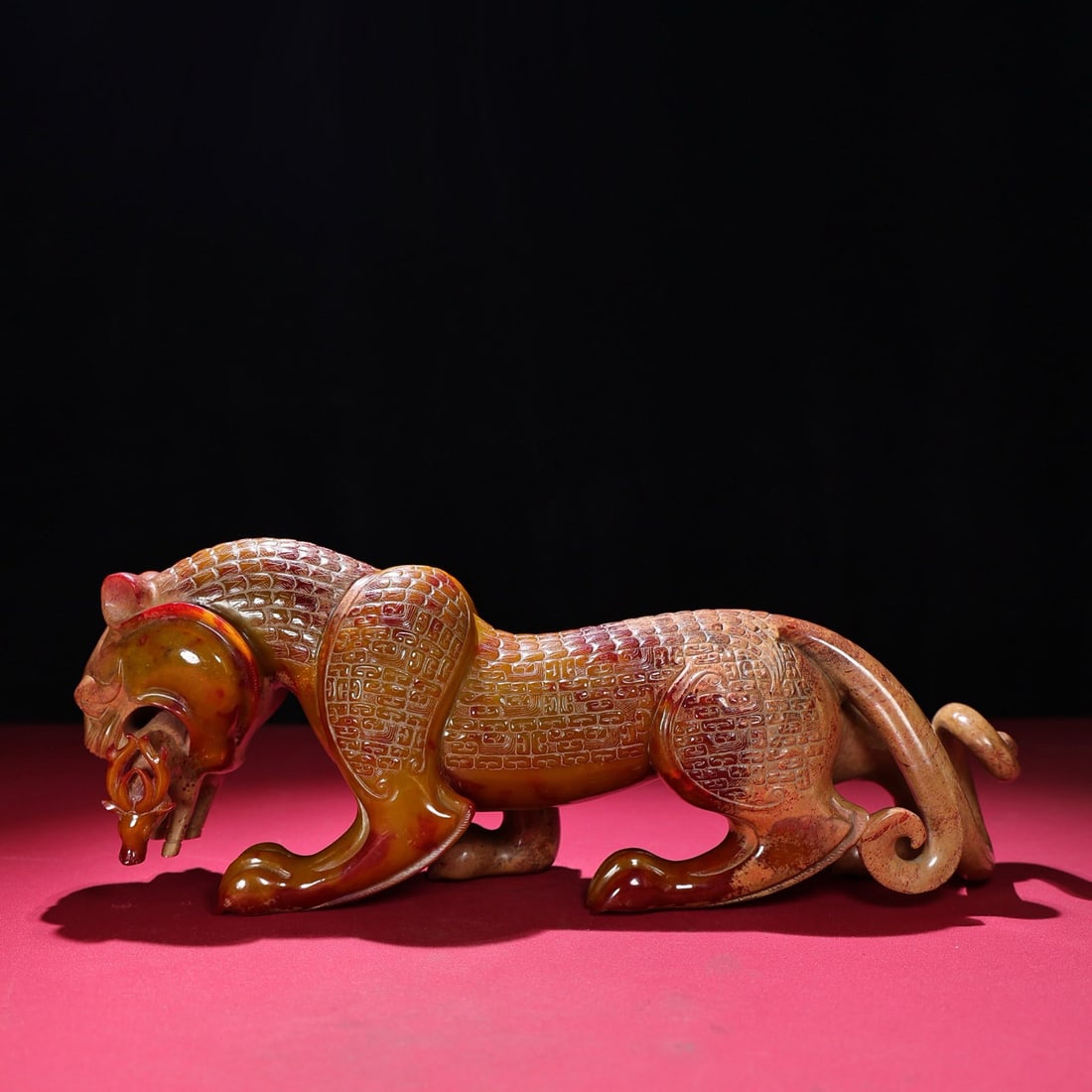 Hetian Jade Hand-Carved Tiger Sheep Statue Old: Title: Hetian Jade Hand-Carved Tiger Sheep Statue Old Origin: Chinese Date/Period: After1800 Materials: Hetian Jade Dimensions: 350x76x134(mm) 13.78x2.99x5.28(inches) Weight 8.11 lbs/3677g Reserve: