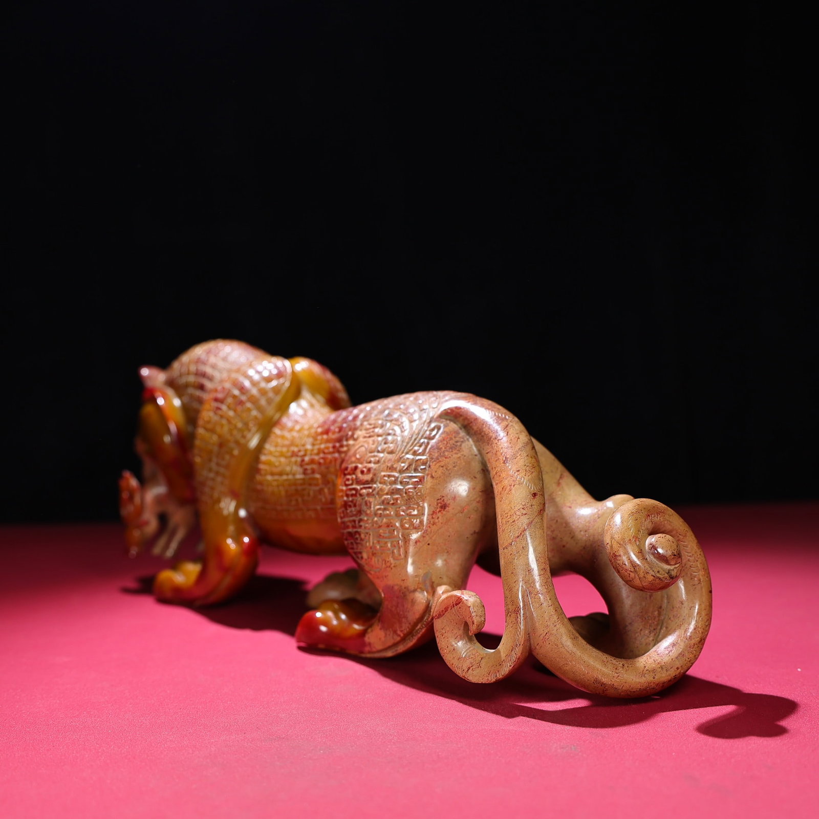 Hetian Jade Hand-Carved Tiger Sheep Statue Old - 4