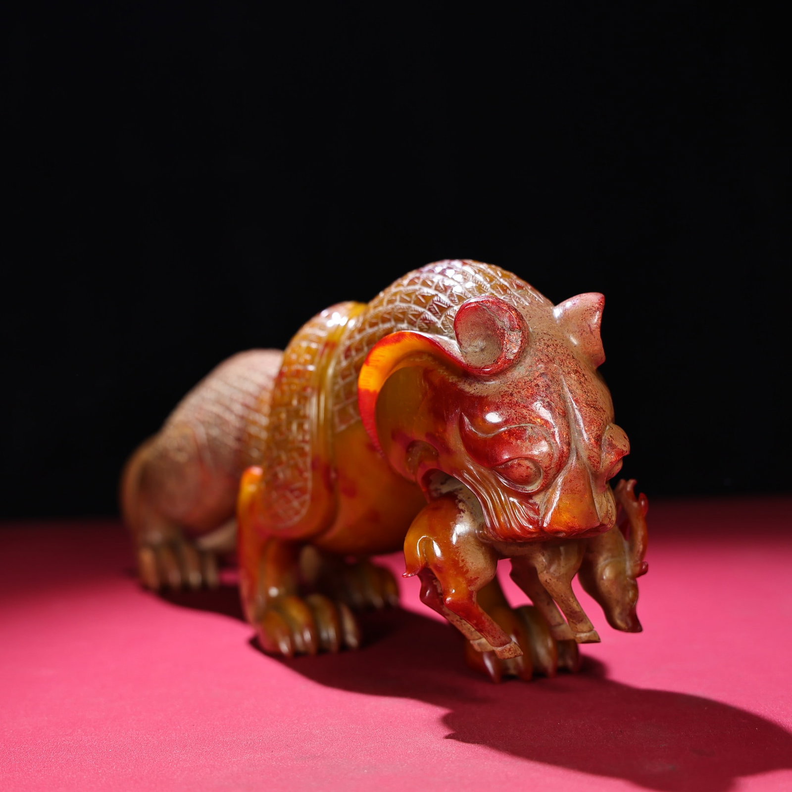 Hetian Jade Hand-Carved Tiger Sheep Statue Old - 6