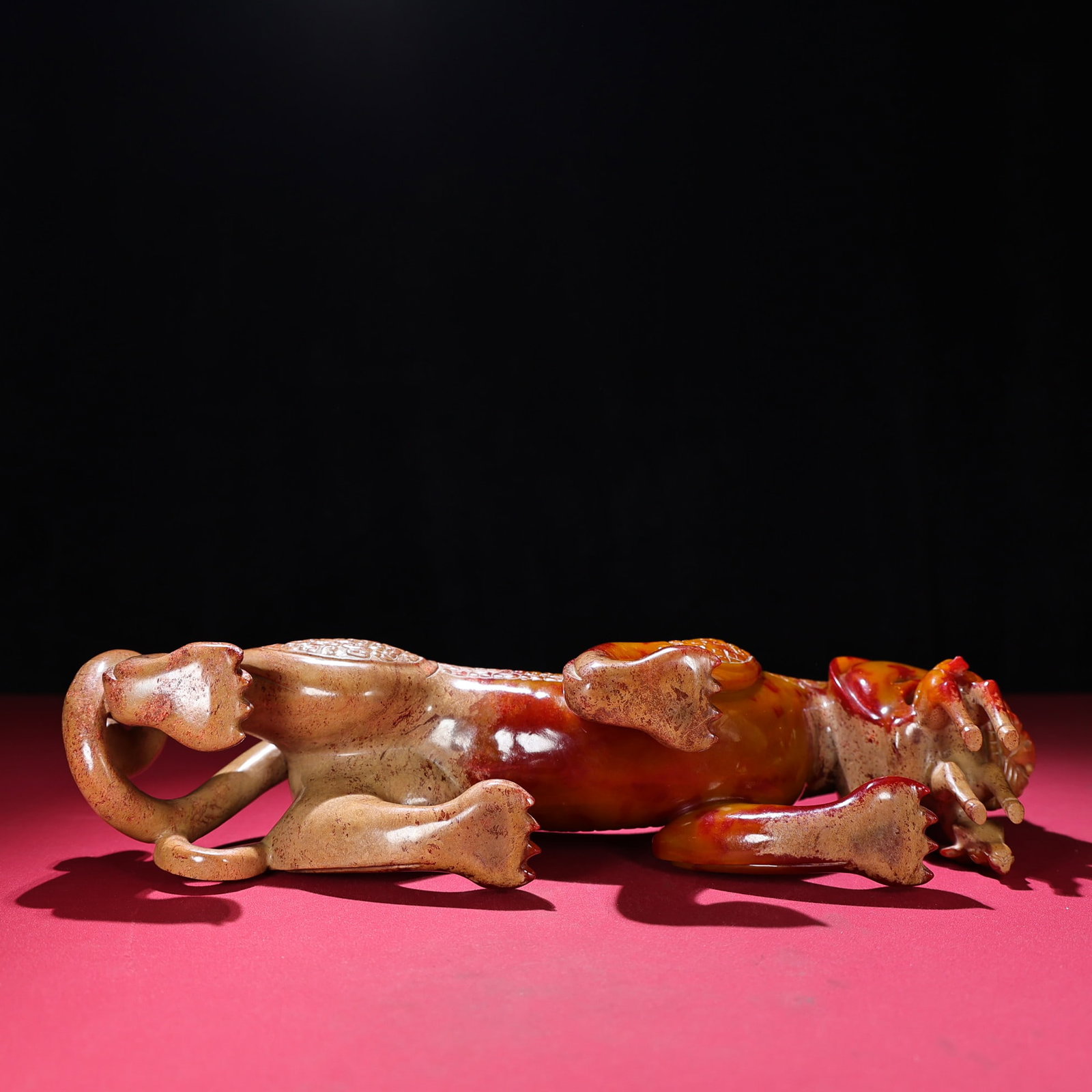 Hetian Jade Hand-Carved Tiger Sheep Statue Old - 9