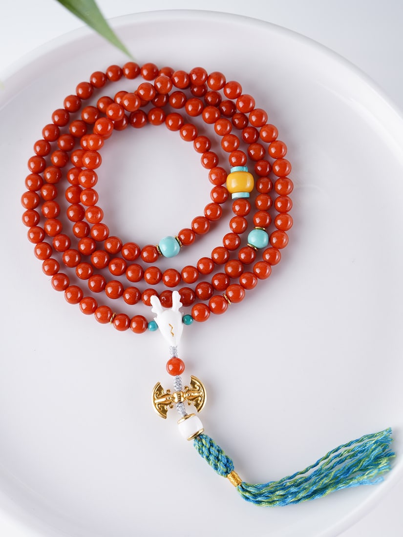 Hand knitting Nanhong Agate Beads Hand Chain (1 of 7)