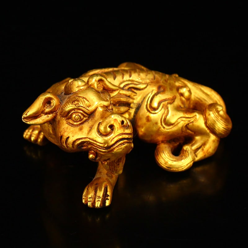 Gilt Gold Bronze Beast Statue - 3