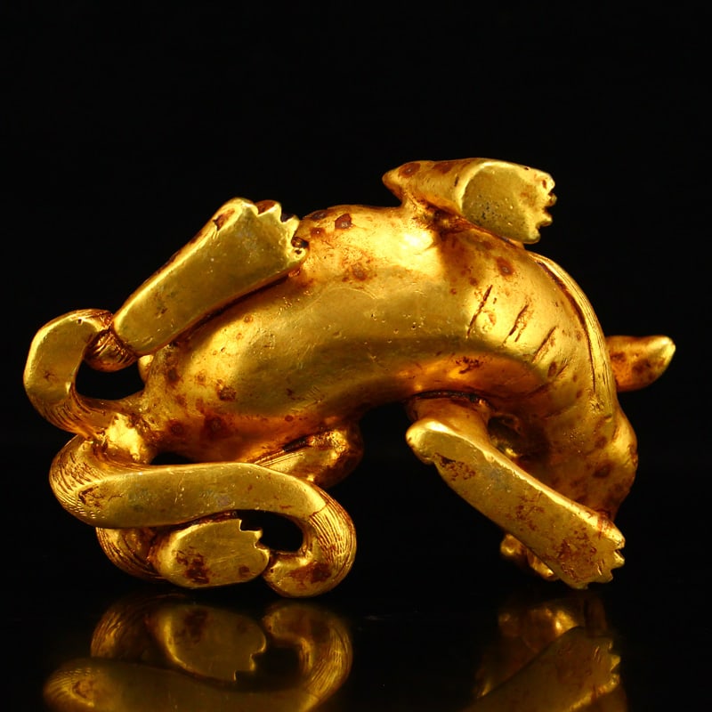 Gilt Gold Bronze Beast Statue - 6