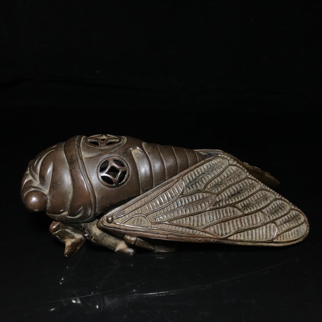 Bronze Incense Burner - Cicada - 2