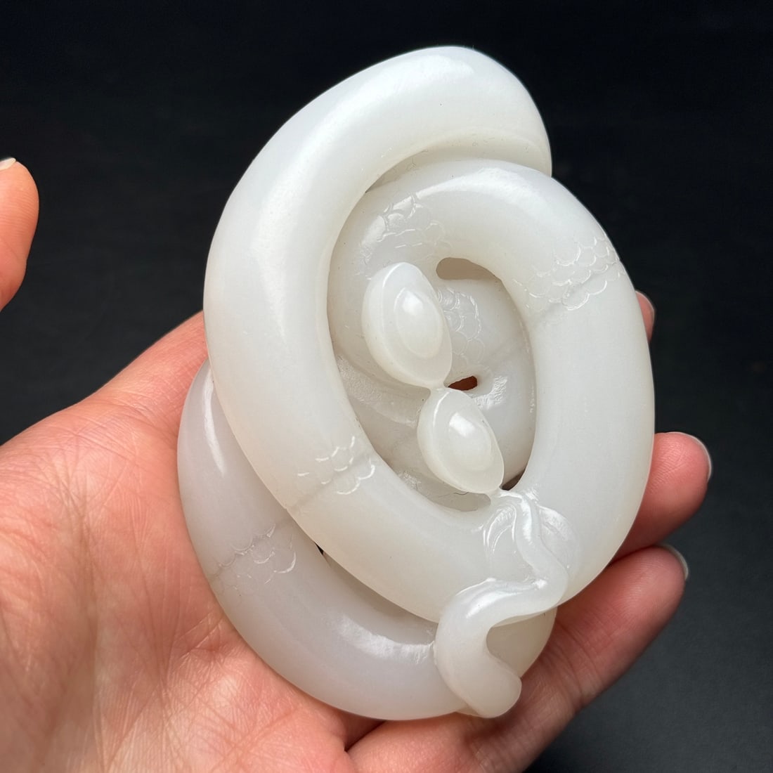 Hetian Jade Hand-Carved Snake Statue - 7