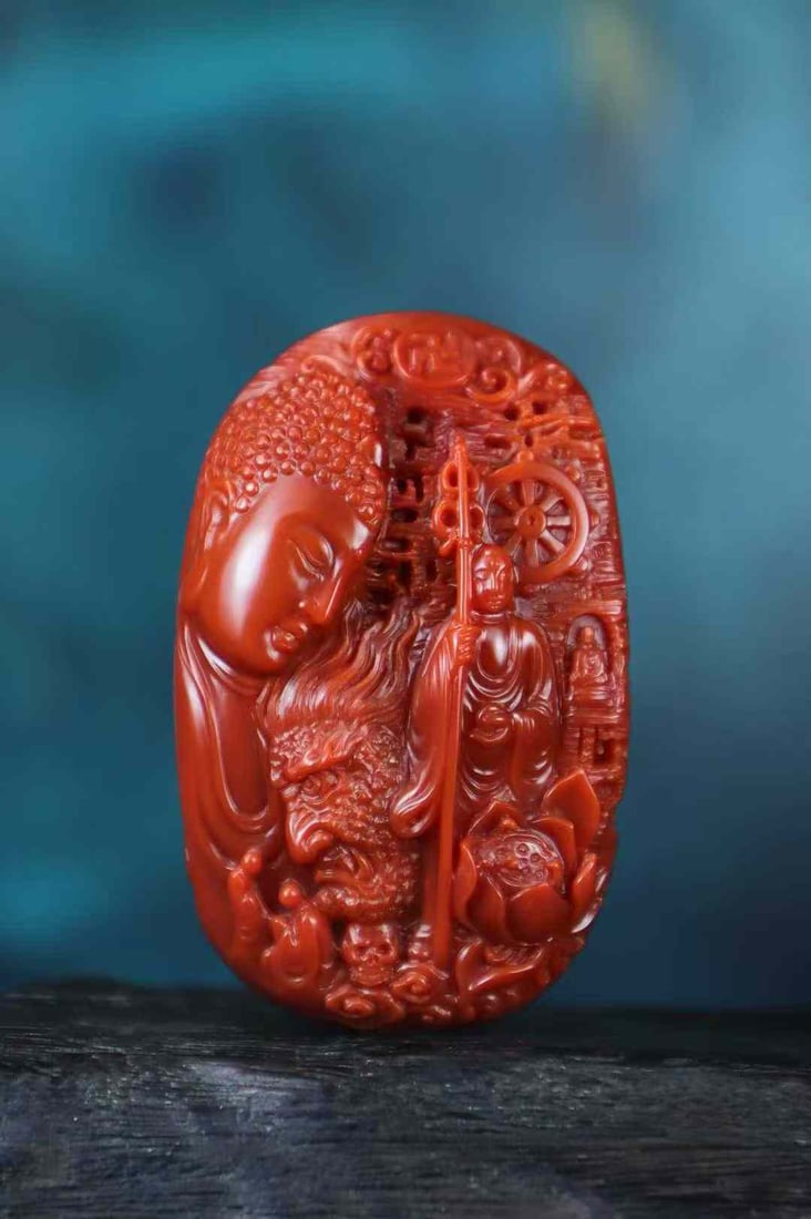 Natural Nanhong Agate Pendant - Buddha,Ksitigarbha Bodhisattva: Title: Natural Nanhong Agate Pendant - Buddha,Ksitigarbha Bodhisattva Origin: Chinese Date/Period: After2025 Materials: Nanhong Agate Dimensions: 38x60.6x17.7(mm) 1.50x2.39x0.70(inches) Weight 0.12