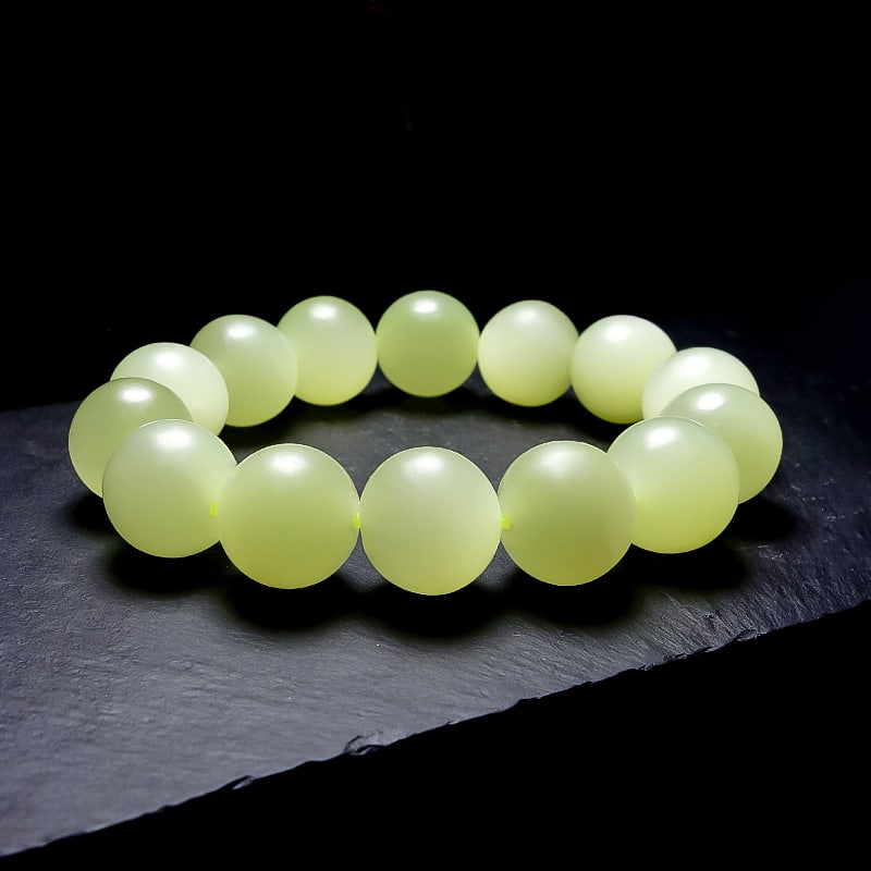 16mm Hetian Jade Beads Bracelet with Certificate (1 of 9)