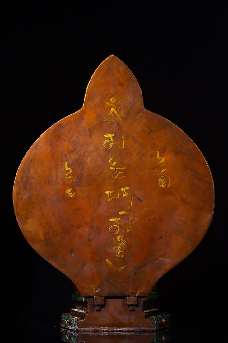 Tibetan Gilt Gold Copper Inlay Turquoise & DZI Agate & Gems Buddha Statue w Thousand-Hand Guanyin - 8