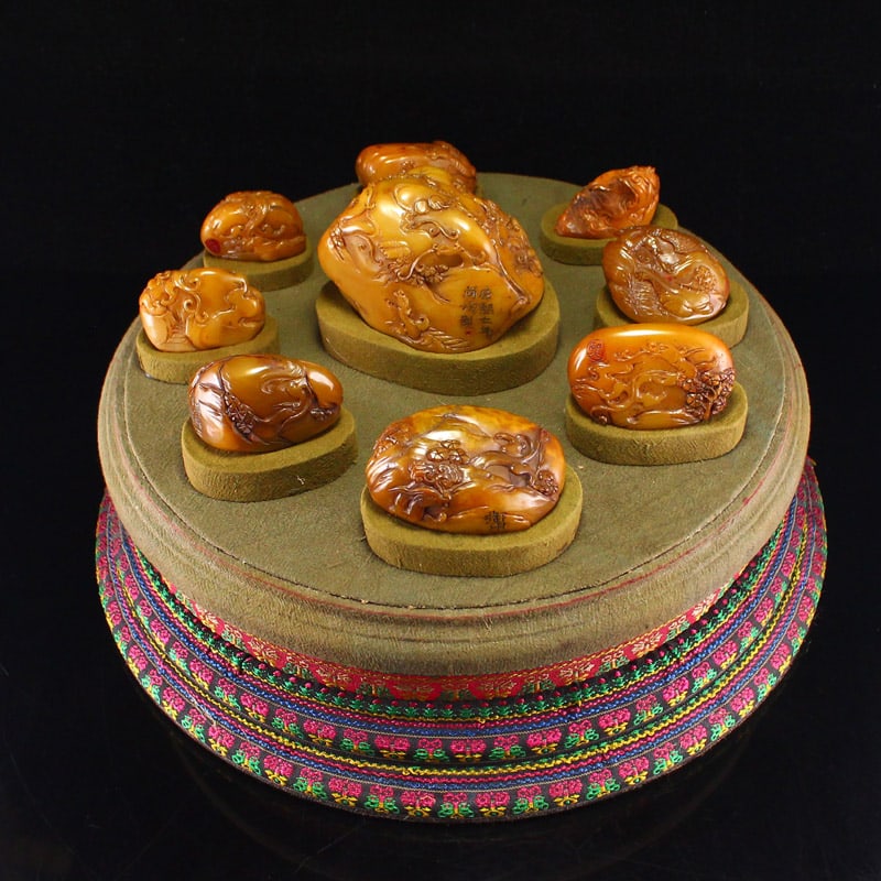 A Set Tianhuang Shoushan Soapstone Hand-Carved Seal/Stamp Dragon (1 of 14)