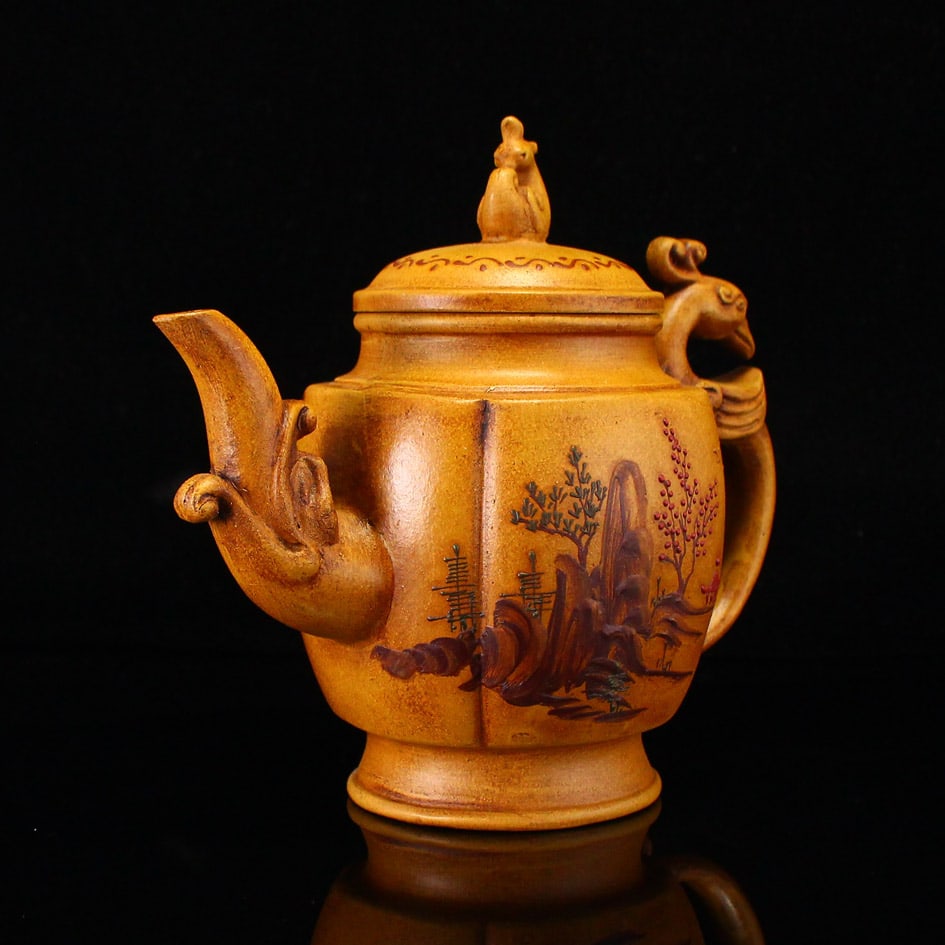 Yixing Zisha Clay Teapot w Artist Signed - 2