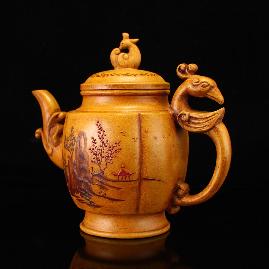 Yixing Zisha Clay Teapot w Artist Signed - 3