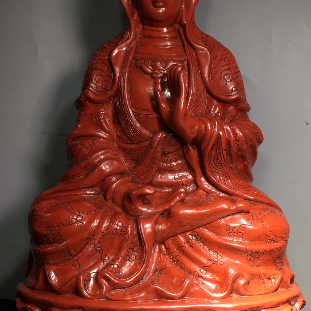 Red Lacquerware Statue - Kwan-yin - 3