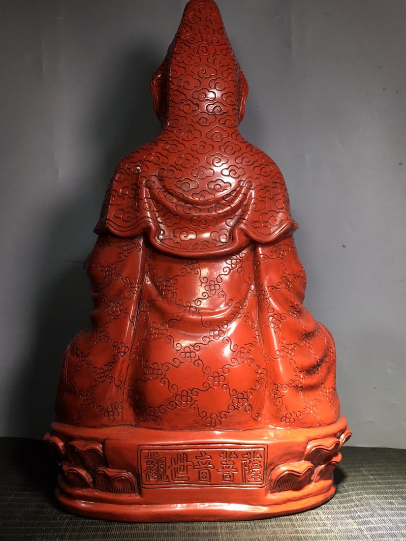 Red Lacquerware Statue - Kwan-yin - 4