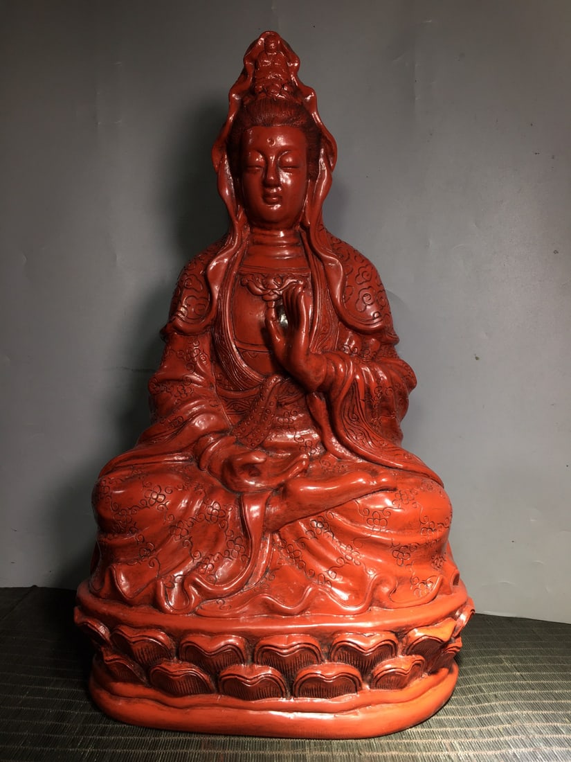 Red Lacquerware Statue - Kwan-yin - 5
