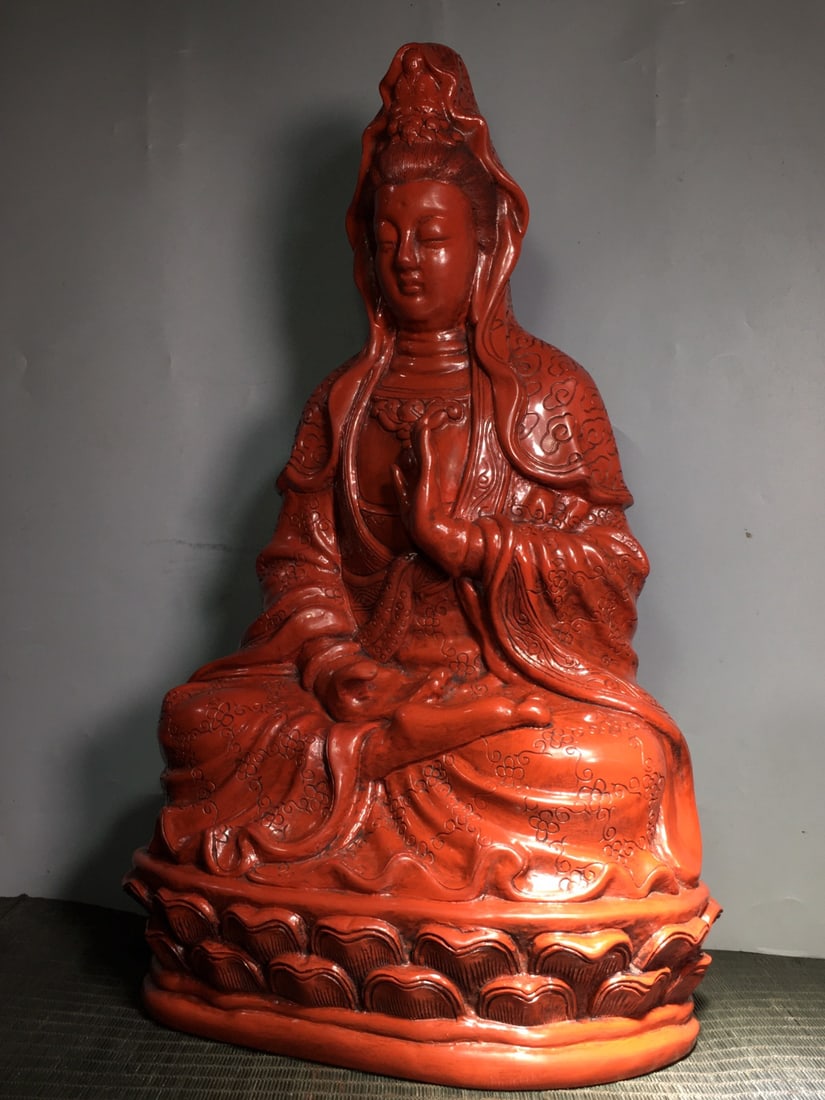 Red Lacquerware Statue - Kwan-yin - 9