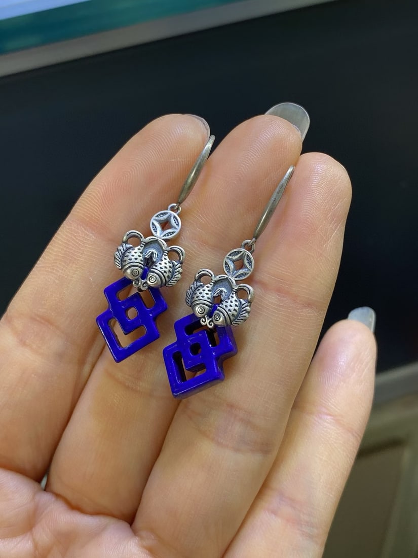 Silver & Lapis lazuli Earrings (1 of 4)