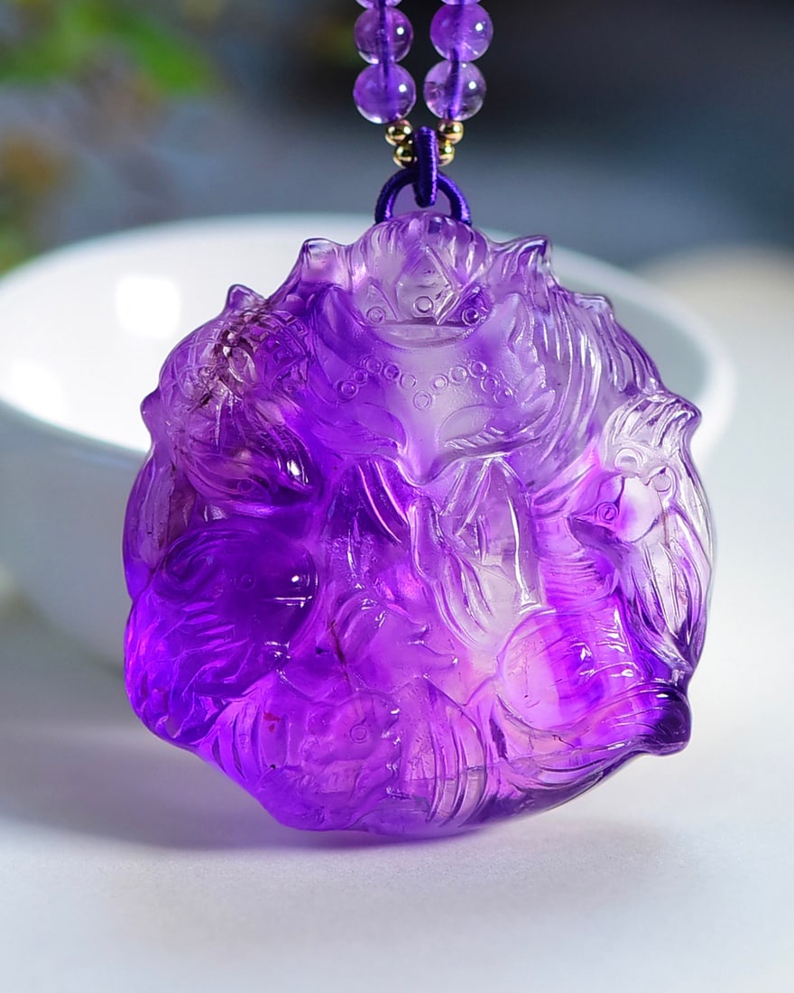 Natural Amethyst Pendant - Fox - 3