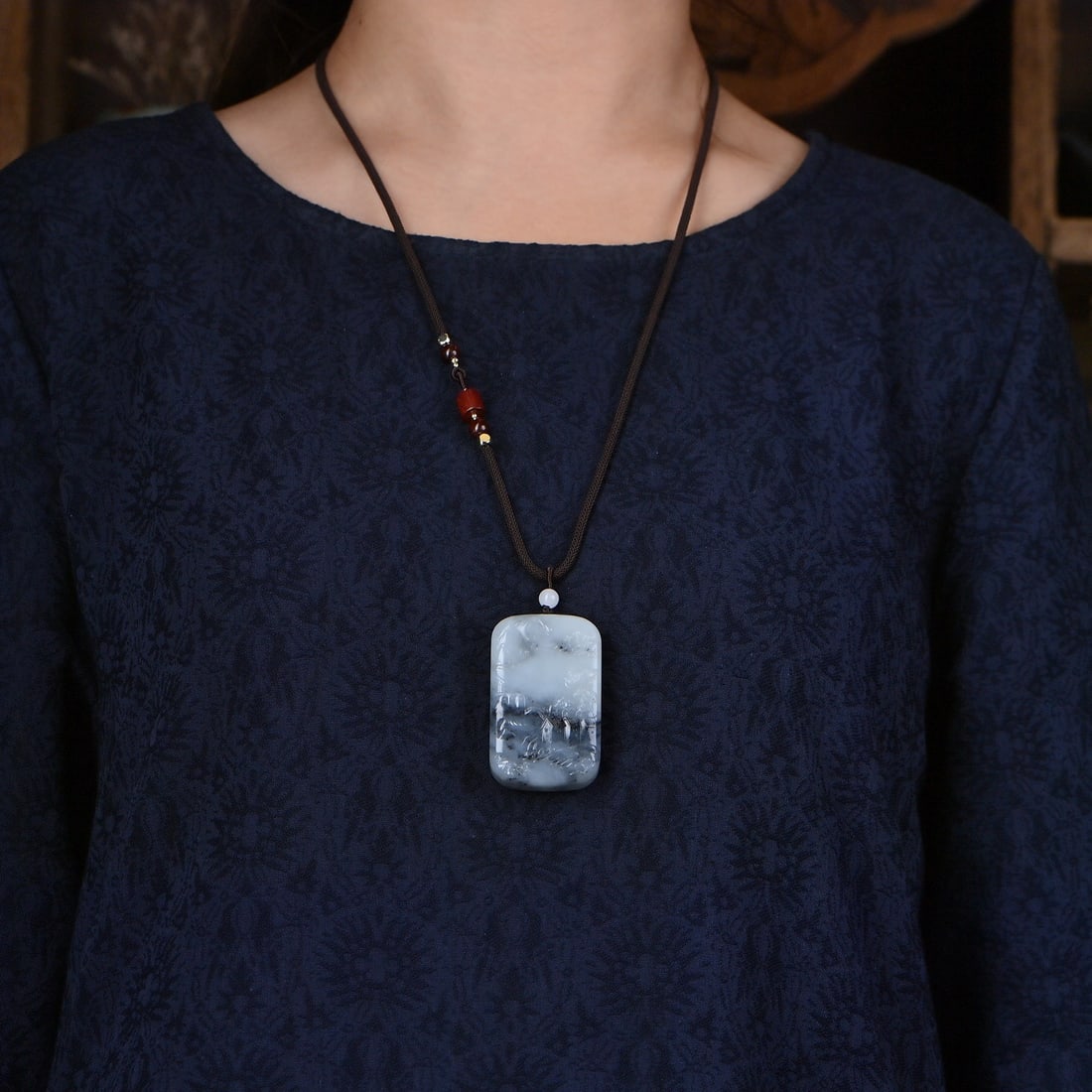 Hetian Jade Pendant - Mountain River Scene - 6