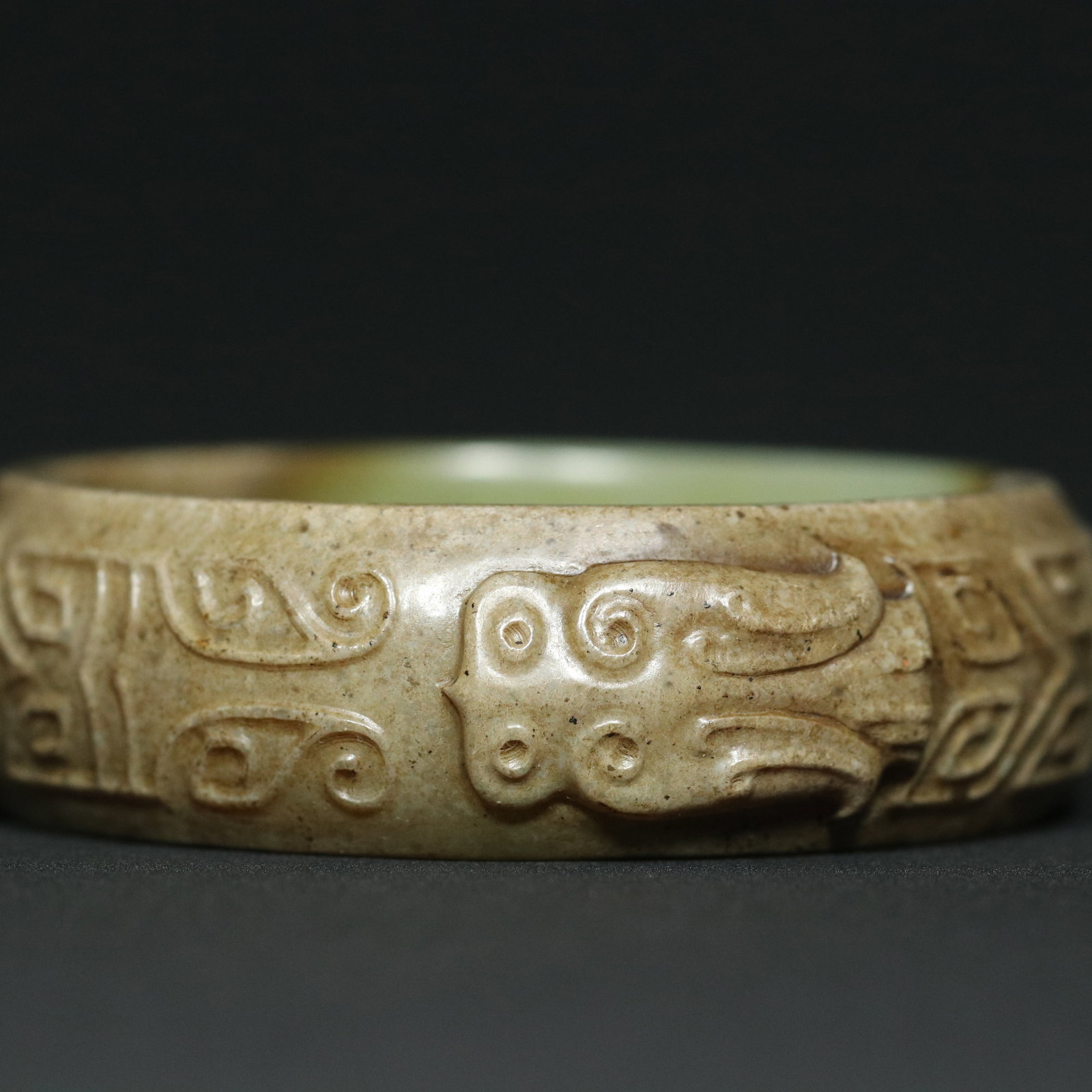 Inside Diameter 60mm Hetian Jade Bracelet - Cicada - 3