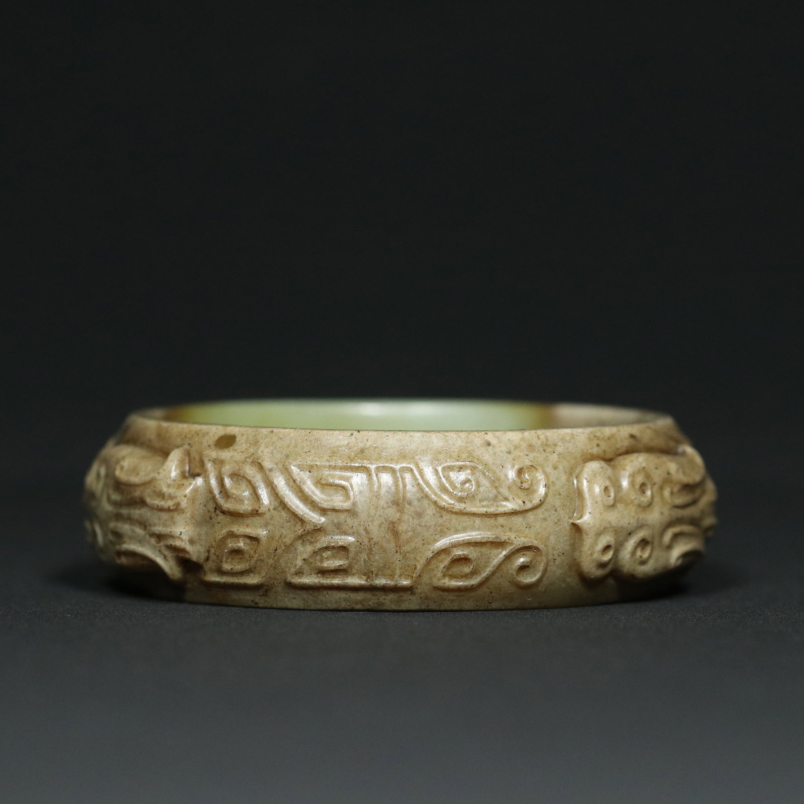 Inside Diameter 60mm Hetian Jade Bracelet - Cicada - 5