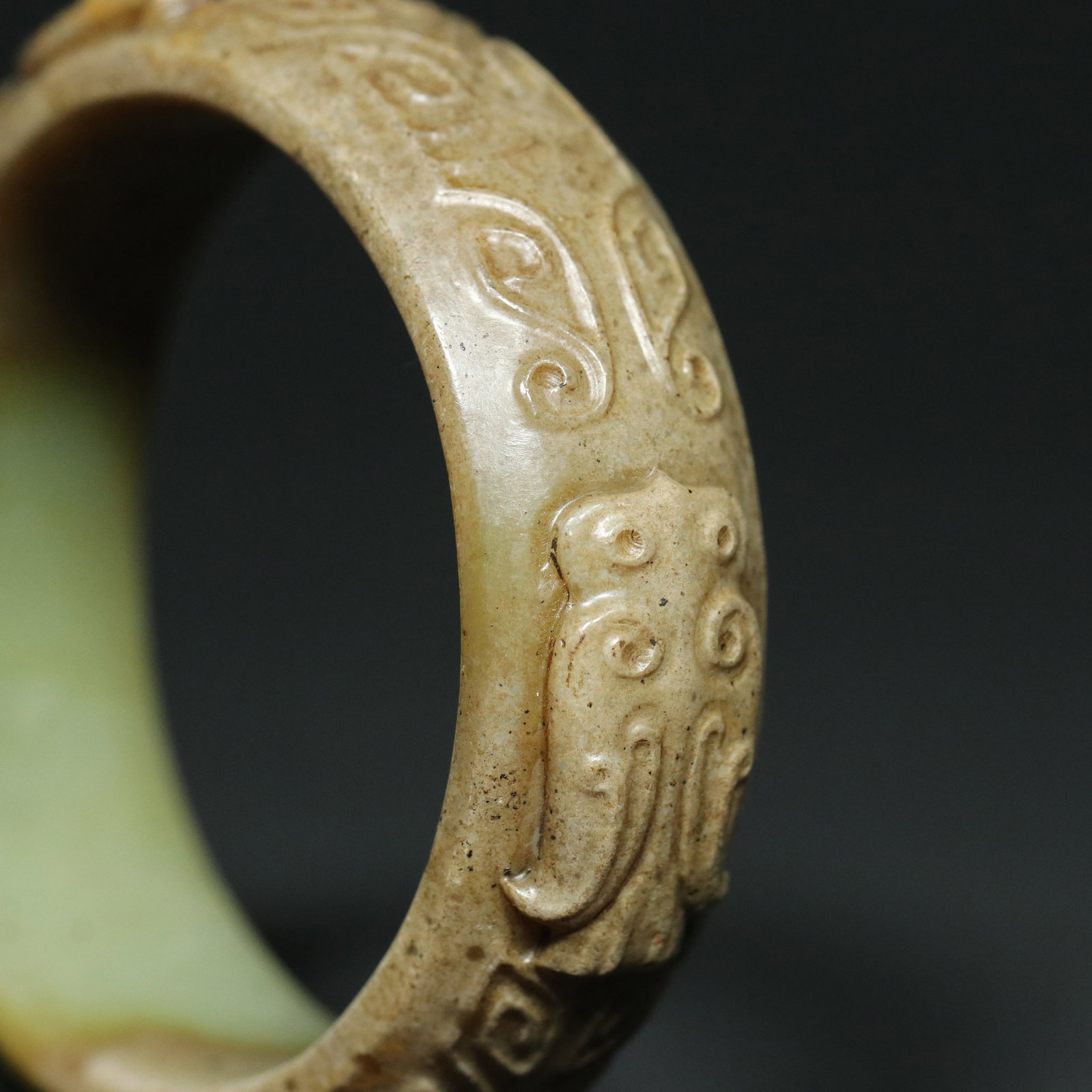 Inside Diameter 60mm Hetian Jade Bracelet - Cicada - 6