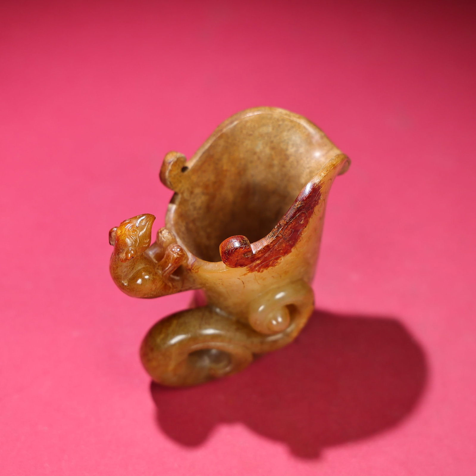 Hetian Jade Phoenix Wine Cup Statue - 3