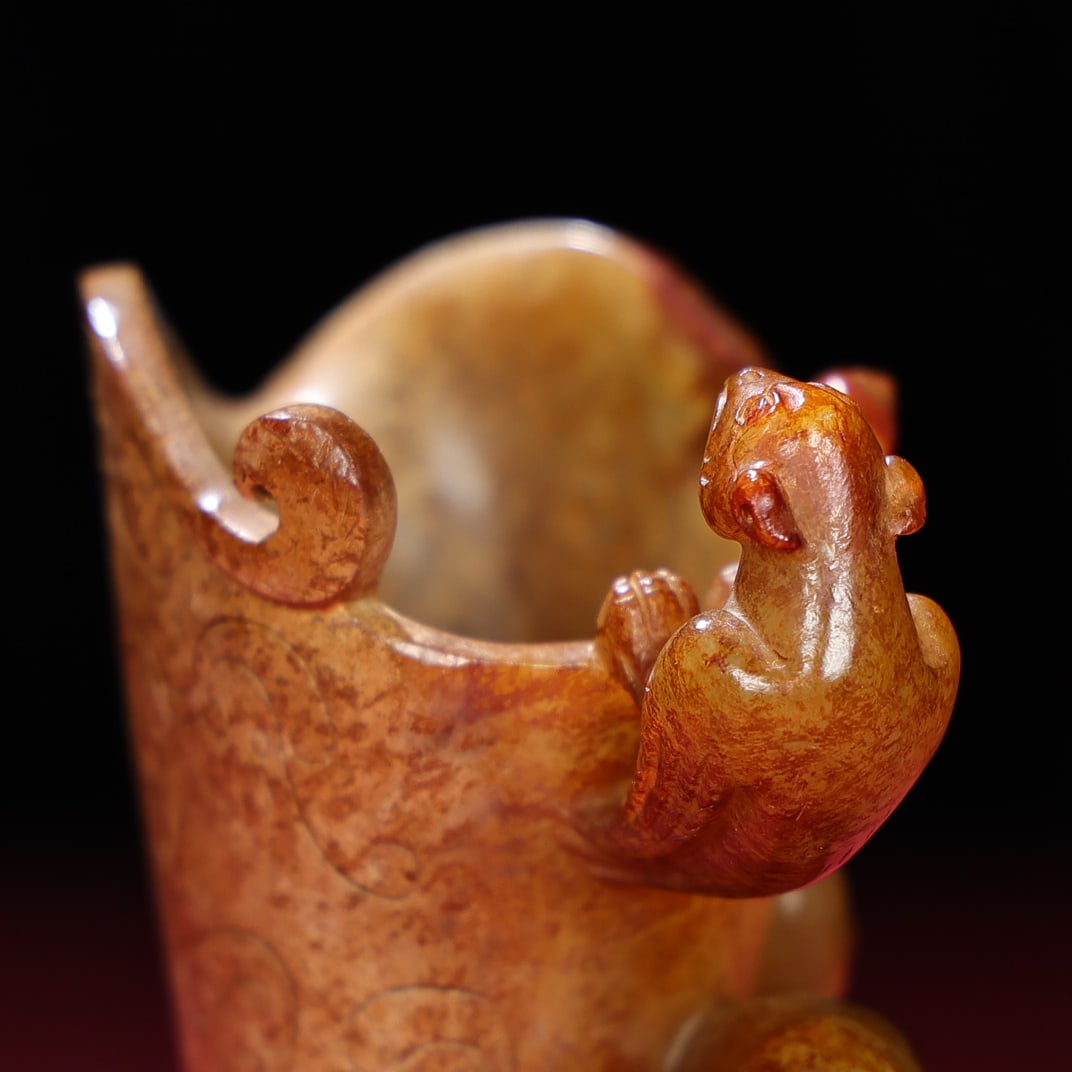 Hetian Jade Phoenix Wine Cup Statue - 6
