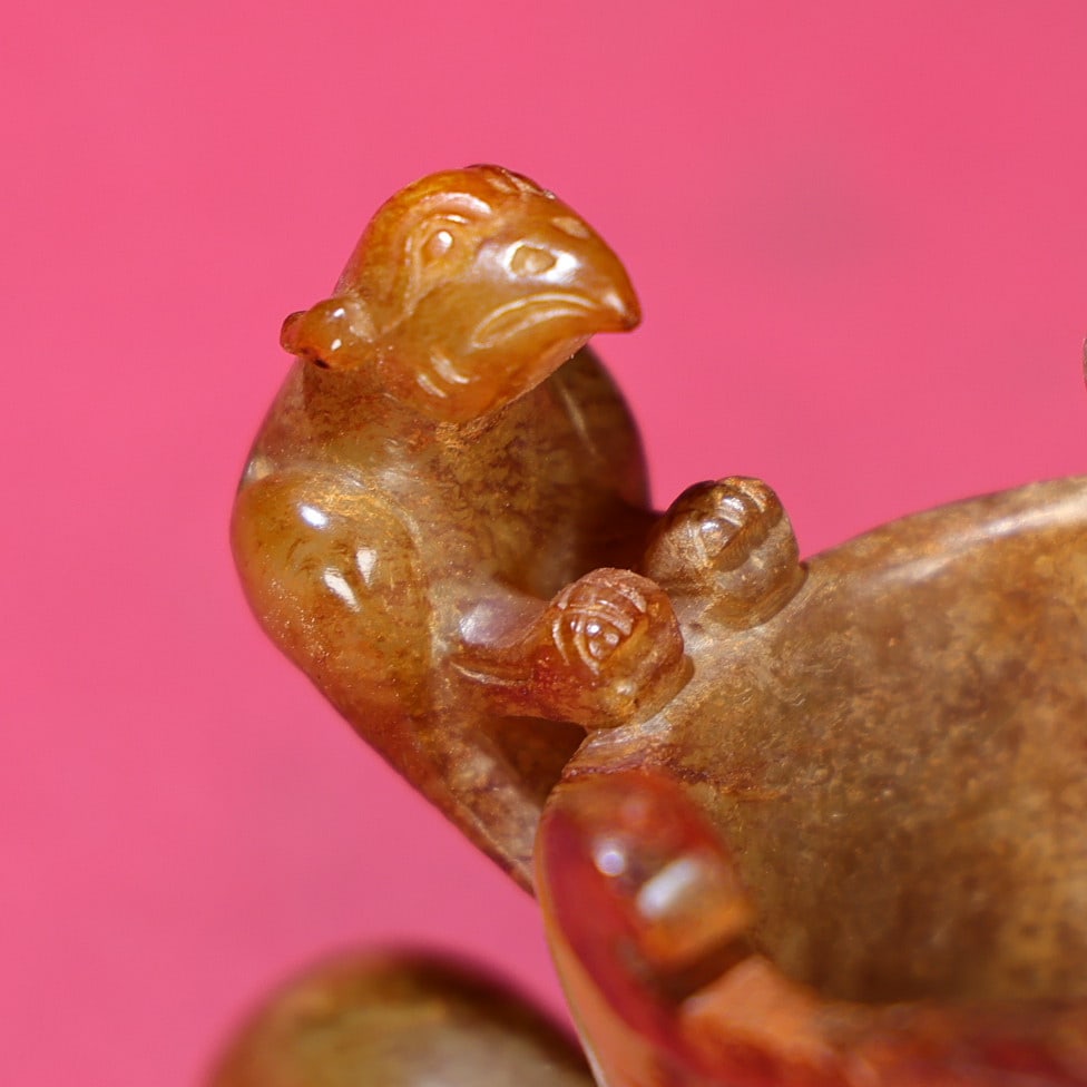 Hetian Jade Phoenix Wine Cup Statue - 8