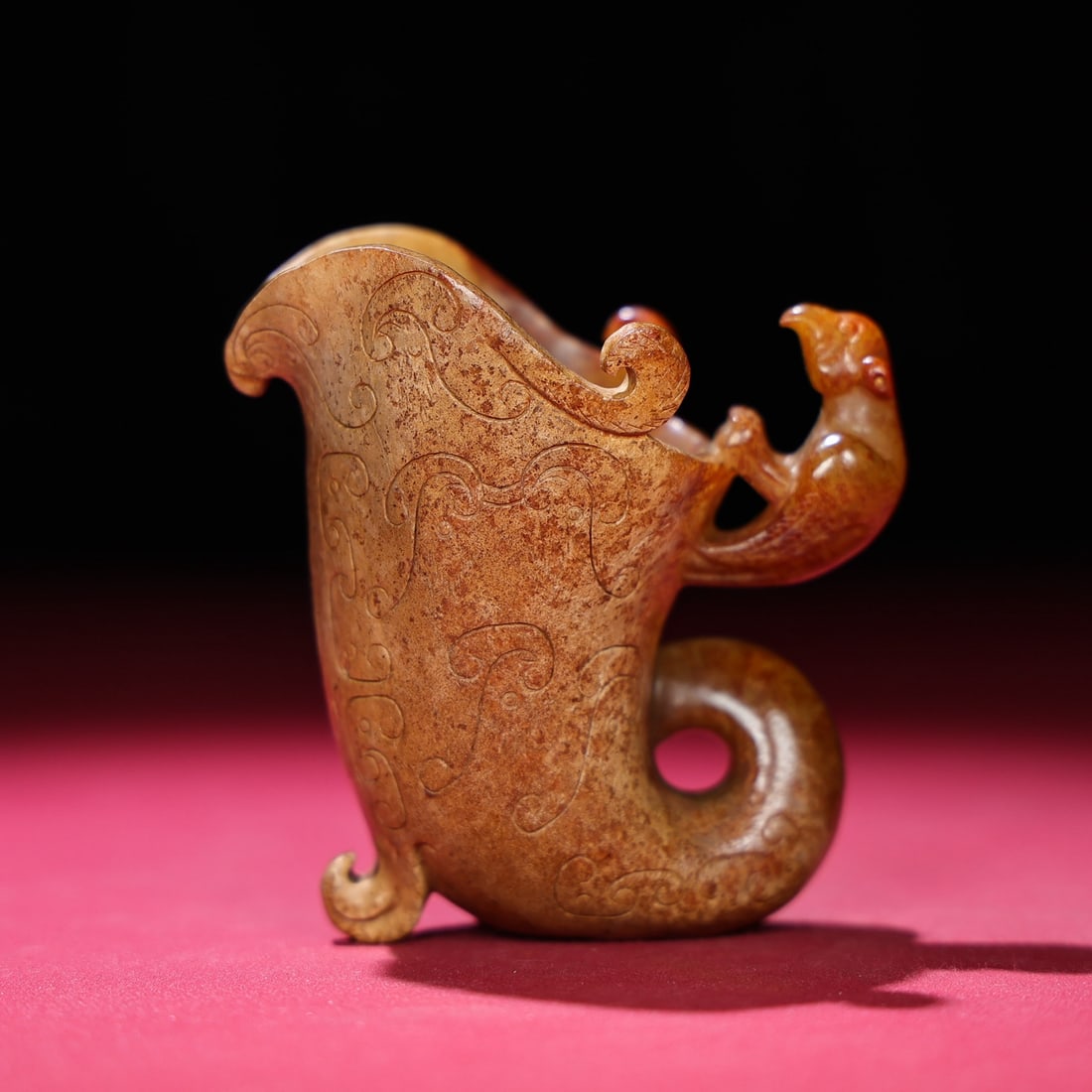 Hetian Jade Phoenix Wine Cup Statue - 9