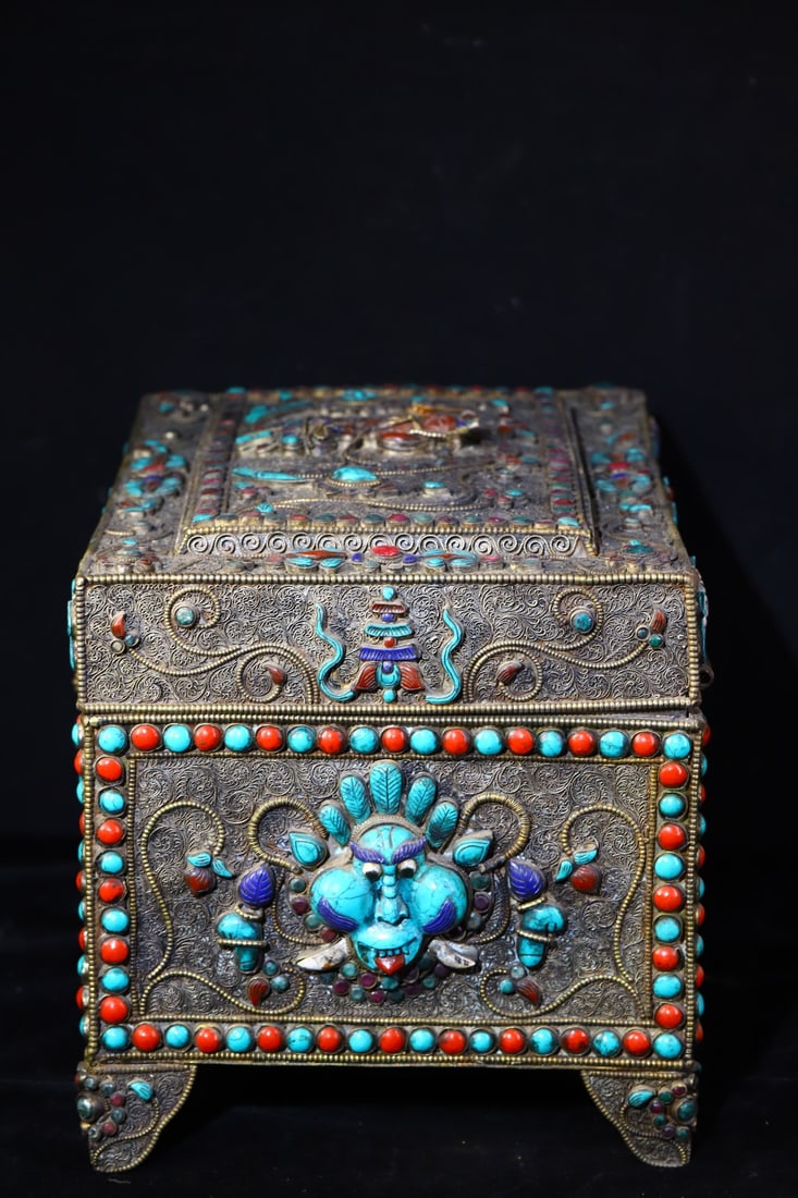 Tibetan Silver Wires,Lapis Lazuli,Turquoise Jewellery Box 5300 g - 2