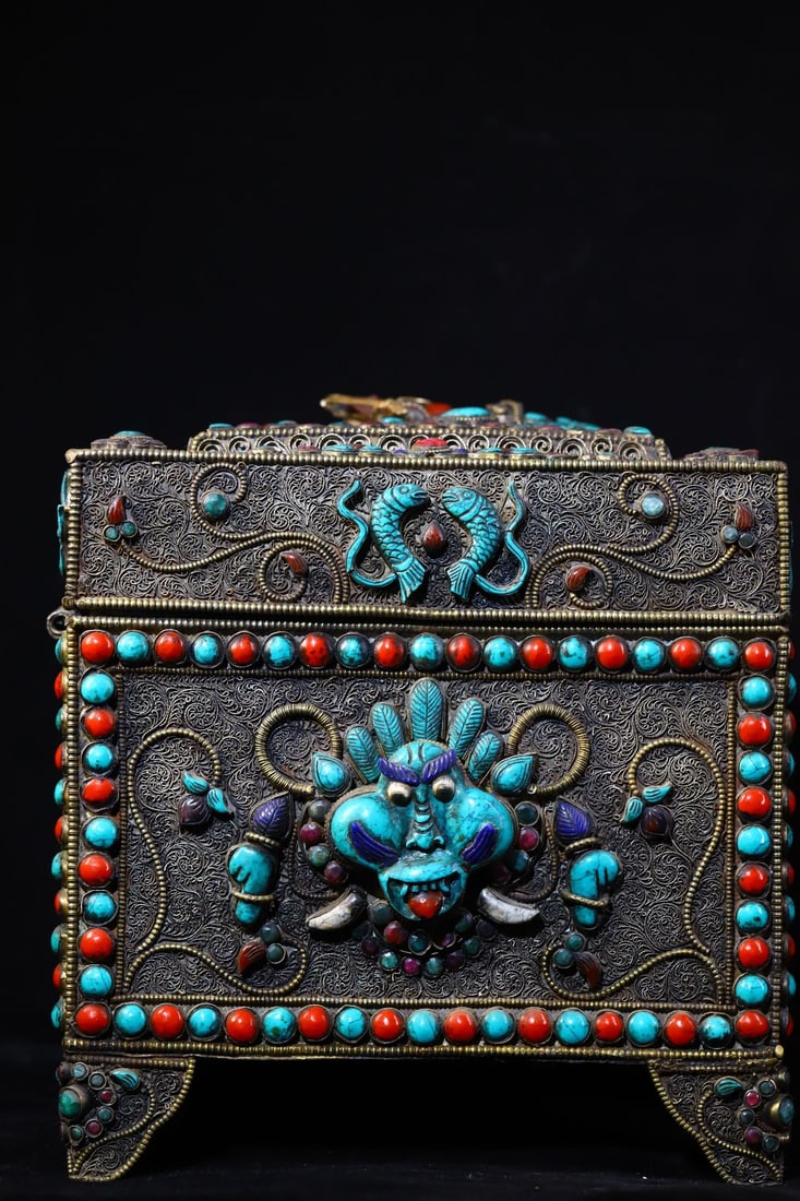 Tibetan Silver Wires,Lapis Lazuli,Turquoise Jewellery Box 5300 g - 3