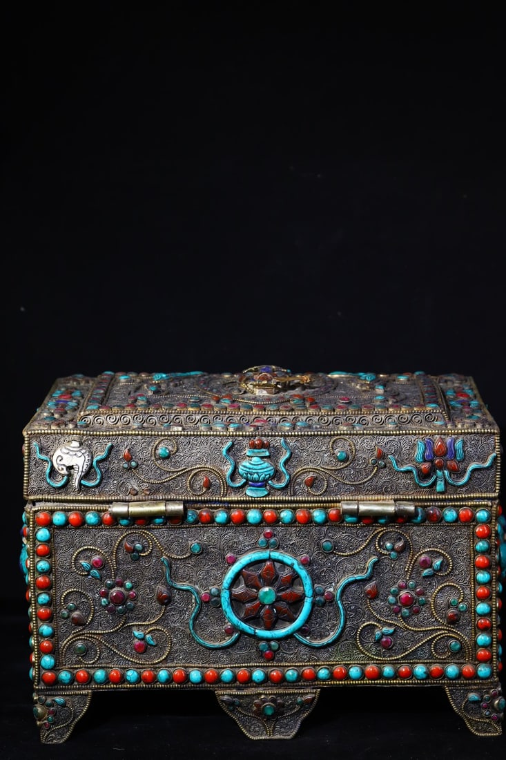 Tibetan Silver Wires,Lapis Lazuli,Turquoise Jewellery Box 5300 g - 4