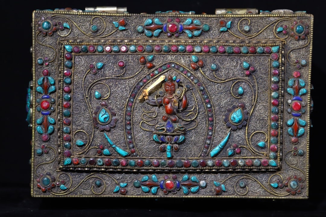 Tibetan Silver Wires,Lapis Lazuli,Turquoise Jewellery Box 5300 g - 6