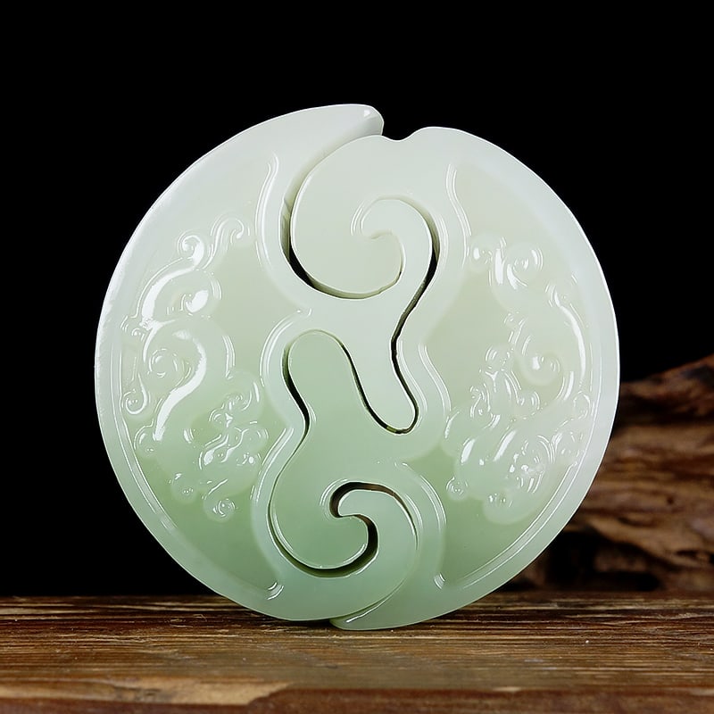 A Pair Hetian Jade Pendant Dragon Phoenix with Certificate (1 of 8)