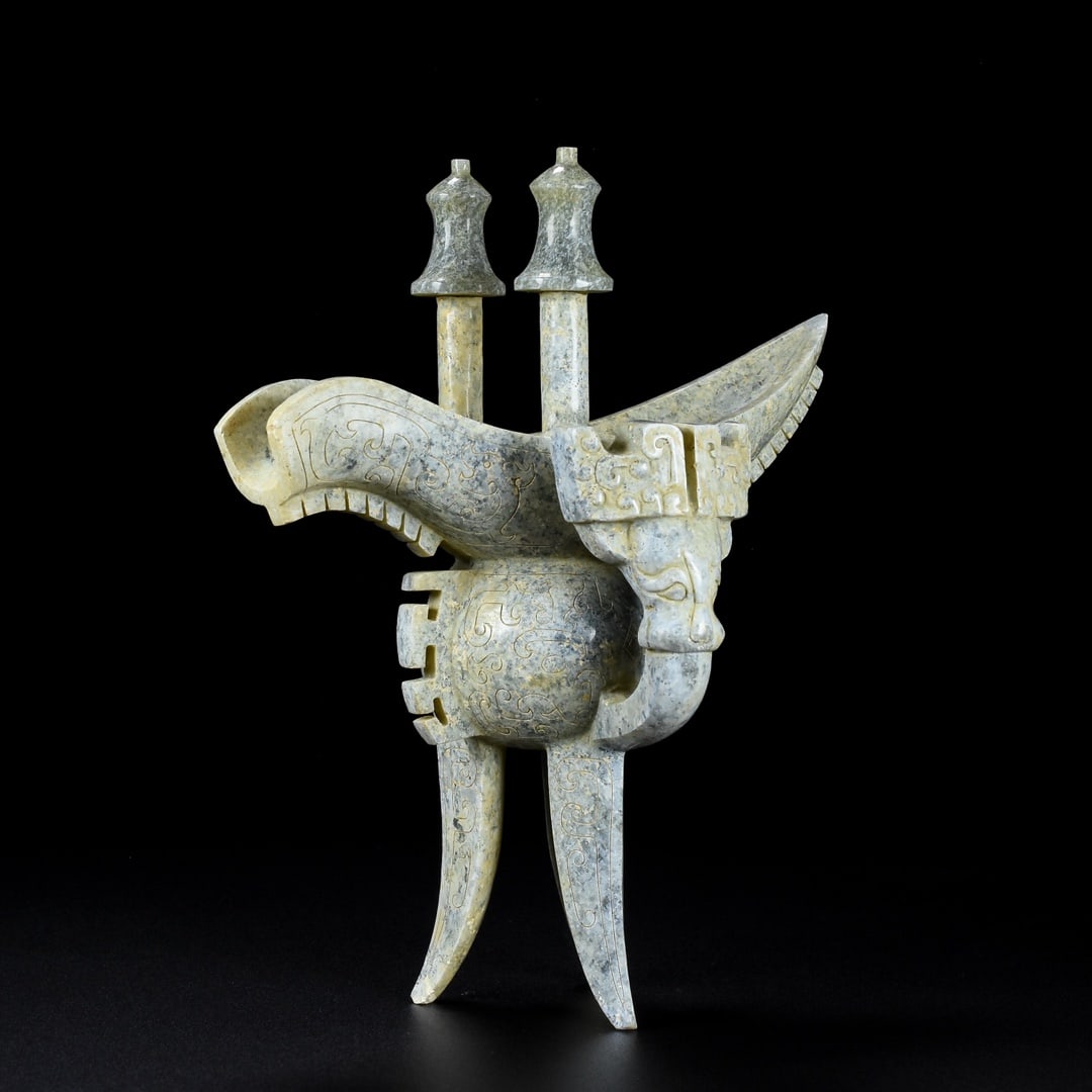 Hetian Jade Wine Cup Dragon Old - 3