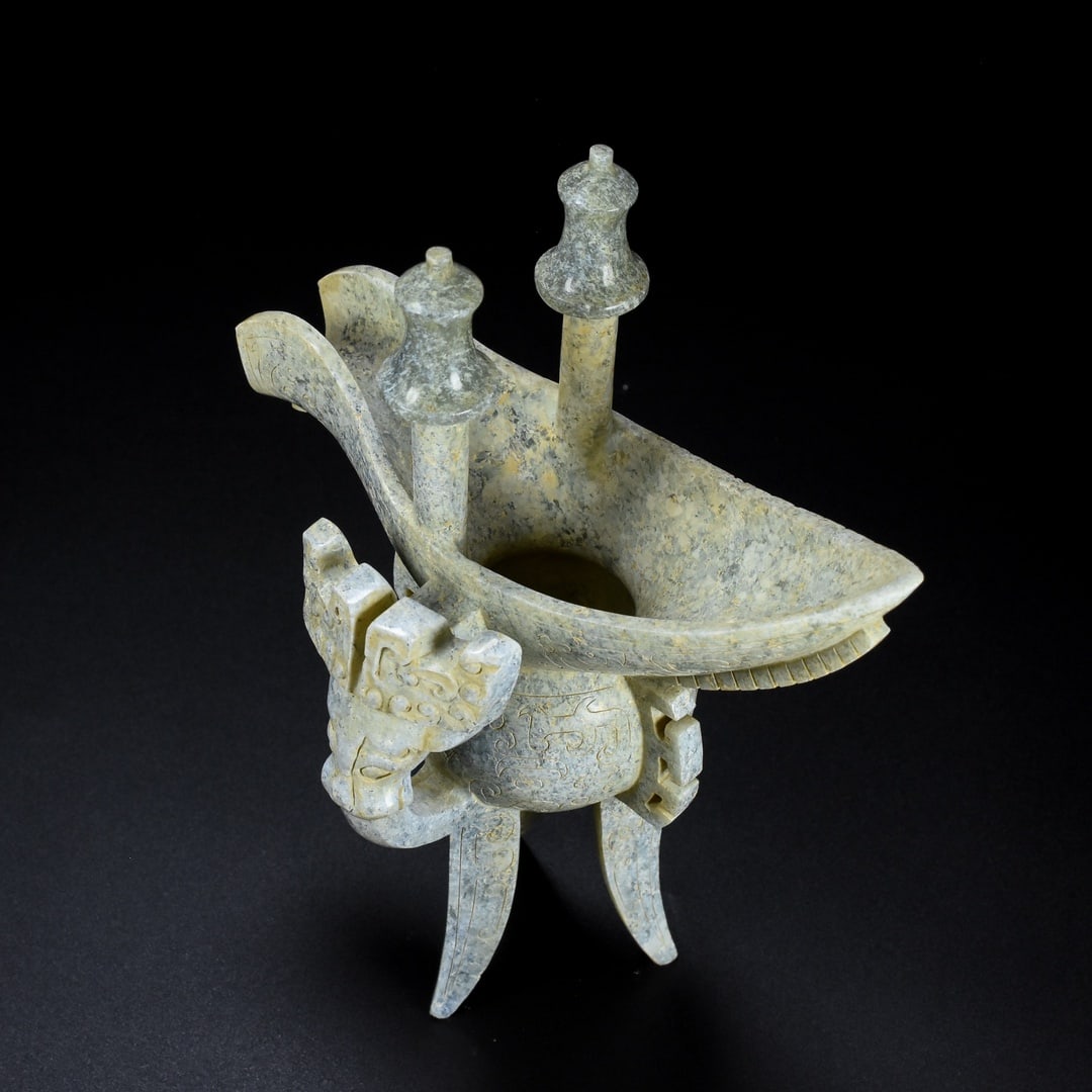 Hetian Jade Wine Cup Dragon Old - 9