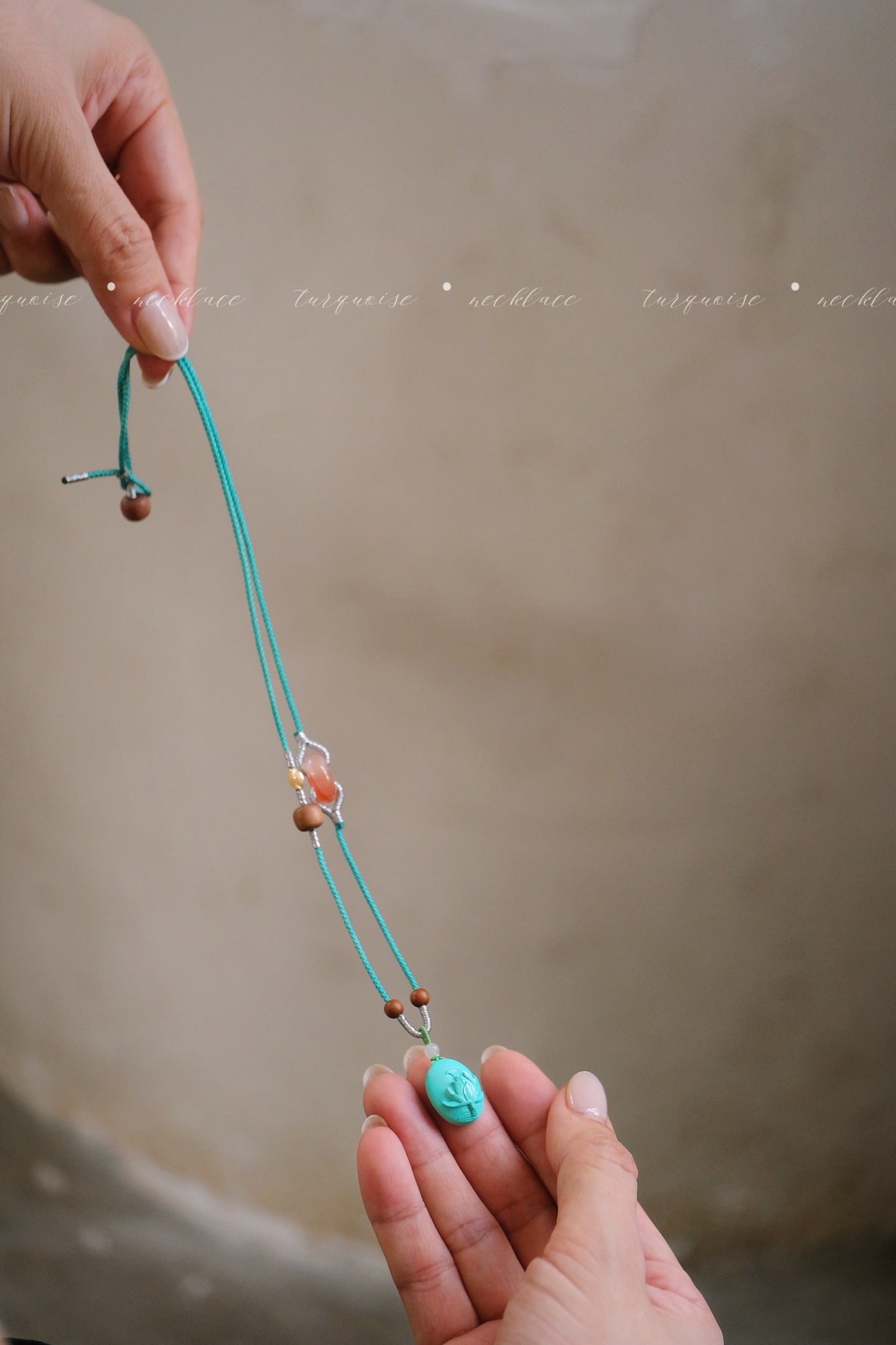 Natural Turquoise Hand-Carved Lotus Pendant with Certificate,Necklace,Nanhong - 4