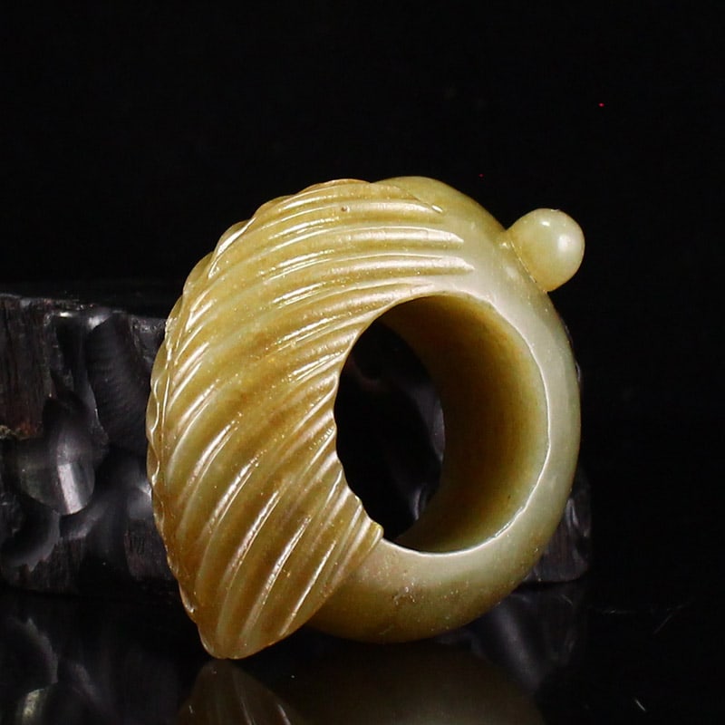 Inside Diameter 24mm Hetian Jade Thumb Ring Cicada - 2